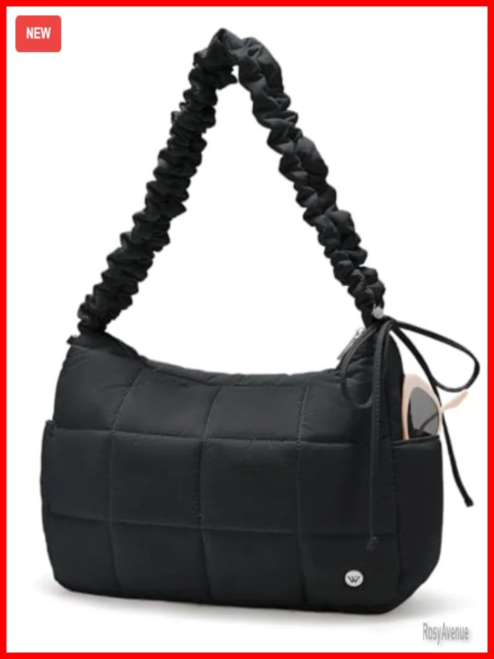 Medium Nylon Quilted Hobo Crossbody Bag with Adjustable Strap